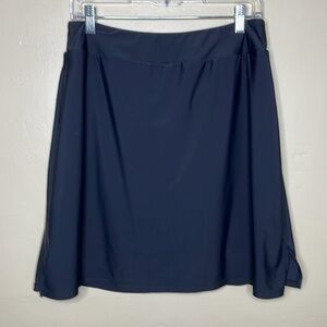 PINUP Fashion Swimsuit Bottom Skort Black Modest Elastic Waistband Pulk-On Large